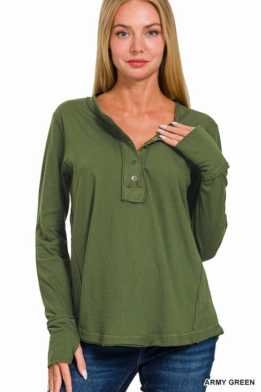 Bailey Long Sleeve Top (Army Green)