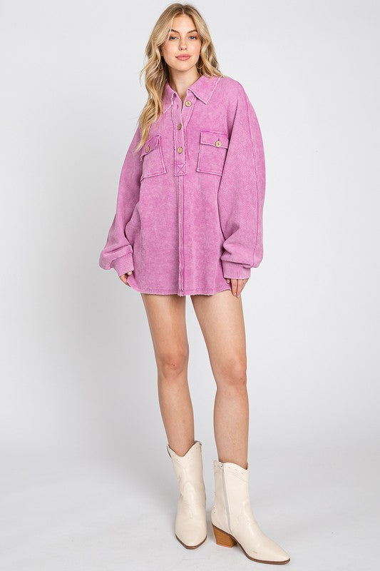 Macey Henley Pullover (Berry)