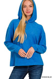 Hayley Hooded Hacci Sweater (Ocean Blue)