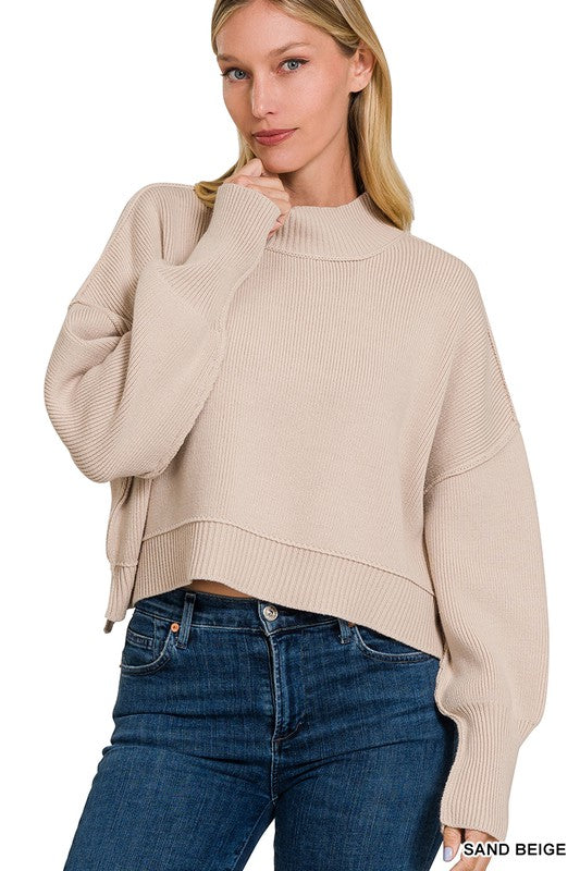 Sloane Cropped Sweater (Beige)