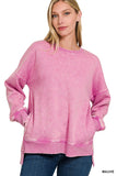 Acid Wash Fleece Pullover (Mauve)