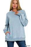 Acid Wash Fleece Pullover (Blue Grey)