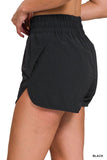 Windbreaker Smocked Waistband Running Shorts (Black)
