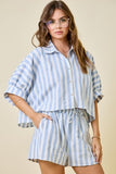 Striped Blue Shirt & Shorts Set