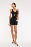 Marble Vest Crop Top & Short Set (Black)