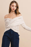 Autumn Embrace Wrap Sweater (Beige)