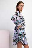 Lola Floral Mini Dress (Black)