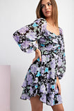 Lola Floral Mini Dress (Black)