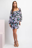 Lola Floral Mini Dress (Black)