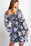 Lola Floral Mini Dress (Black)