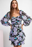 Lola Floral Mini Dress (Black)