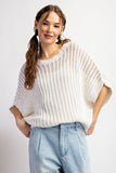 Loose Fit Dolman Sleeve Top (White)