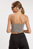 Gingham Checker Scallop Lace Trim Cami Crop Top