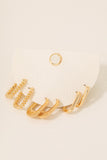3 Pair Rectangular Hoop Earrings Set (Gold)