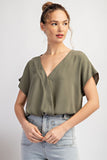 V Neck Surplice Bodysuit (Olive)