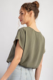 V Neck Surplice Bodysuit (Olive)