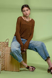 Sheer Crop Sweater (Brown)