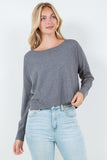 Round Neck Seam Detail Pullover (Heather Charcoal)