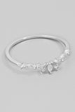 Rhinestone Studded Crown Ring (Silver)