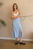 Brooklyn Floral Slit Skirt (Dusty Blue)