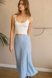 Brooklyn Floral Slit Skirt (Dusty Blue)