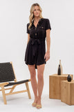 Summer Linen Mini Dress (Black)
