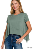 Side Slit Short Sleeve Top (Ash Jade)