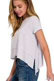 Side Slit Short Sleeve Top (Light Grey)