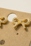 Gold Dipped Pave Ribbon Bow Stud Earrings