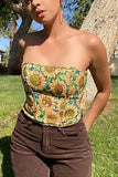Floral Lace Up Corset Top