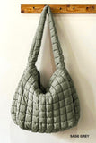 Oversized Quilted Crossbody Bag (Sage Grey)