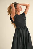 Rosalie Ruffle Knit Maxi Dress (Black)