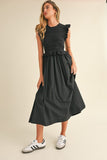 Rosalie Ruffle Knit Maxi Dress (Black)