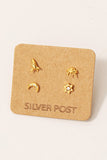 Gold Dipped Space Stud Earrings Set