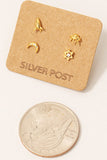 Gold Dipped Space Stud Earrings Set