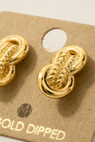Gold Dipped Linked Hoops Stud Drop Earrings