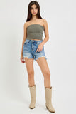 High Rise Distressed Shorts