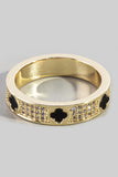 Mother Of Pearl Clover Ring (Black)