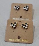 Checkered heart earings