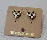 Checkered heart earings