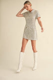 Polo Knit Sequin Mini Dress (Champagne)