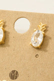 Gold Dipped Cz Pineapple Stud Earrings (Gold)