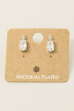 Gold Dipped Cz Pineapple Stud Earrings (Silver)