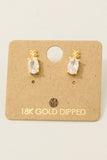 Gold Dipped Cz Pineapple Stud Earrings (Gold)