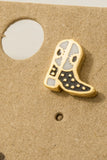 Gold Dipped Epoxy Cowboy Boots Stud Earrings