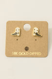 Gold Dipped Epoxy Cowboy Boots Stud Earrings