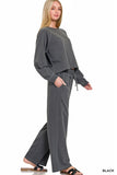 Terry Round Neck Pullover & Pants Set