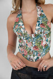 Olyvia Floral Tapestry Halter Corset Top