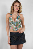 Olyvia Floral Tapestry Halter Corset Top
