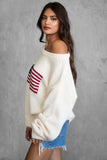 Brandi Preppy American Flag Sweater (Cream)